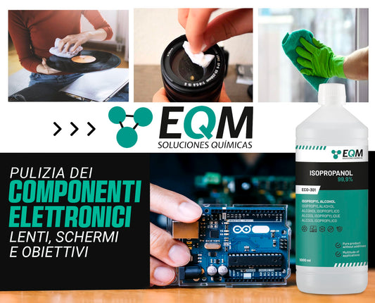 EQM - ECO-301 - Isopropanolo / Alcool Isopropilico 99,9% - 1L - Pulizia di Componenti Elettronici, Lenti, Schermi e Resine per Stampa 3D - Detergente per Vetri e Sgrassatore