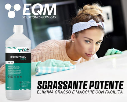 EQM - ECO-301 - Isopropanolo / Alcool Isopropilico 99,9% - 1L - Pulizia di Componenti Elettronici, Lenti, Schermi e Resine per Stampa 3D - Detergente per Vetri e Sgrassatore