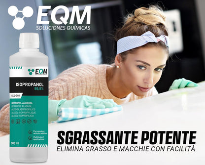 EQM - ECO-301 - Isopropanolo/Alcool Isopropilico 99,9% - 500 ML - Pulizia di Componenti Elettronici, Lenti, Schermi e Resine per Stampa 3D - Detergente per Vetri e Sgrassatore