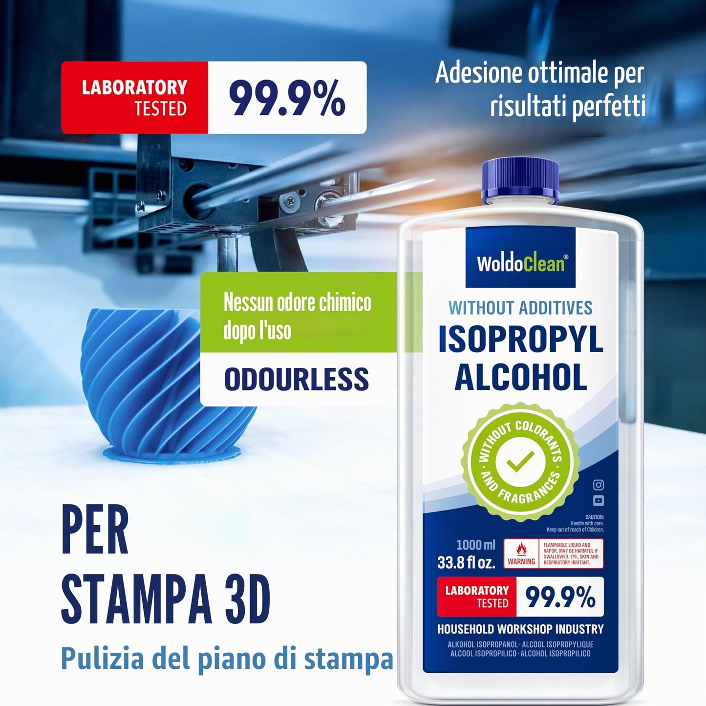 Isopropanolo Alcool Puro al 99.9% Isopropilico Detergente - IPA 1 litro