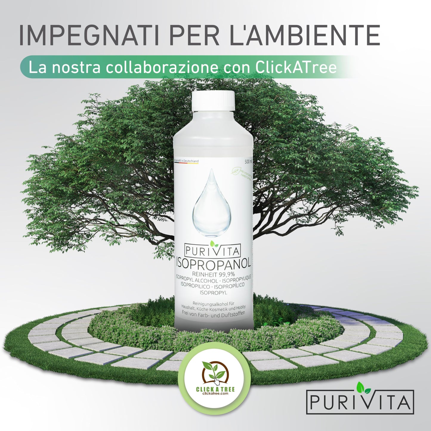 PURIVITA® Alcool Isoproilico 99,9% [500ML] - Alcol Isopropanolo - Isopropyl Alcohol Disinfettante - Alcool Denaturato Etilico - Isopropanol Detergente per Casa, l'industria & l'elettronica